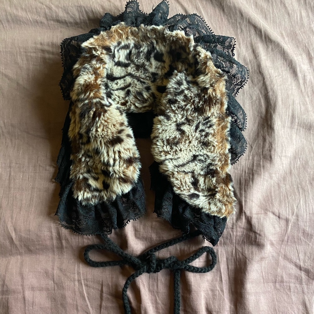COPY - Betsy Johnson fur and lace scarf shawl